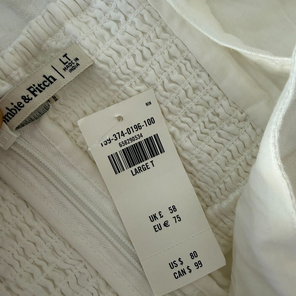 Abercrombie & Fitch White Linen Romper Size Large Tall - Picture 6 of 7